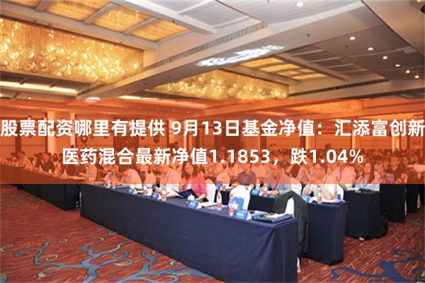 股票配资哪里有提供 9月13日基金净值：汇添富创新医药混合最新净值1.1853，跌1.04%