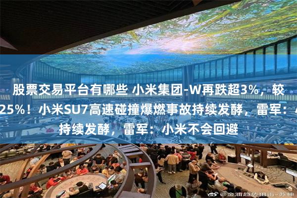 股票交易平台有哪些 小米集团-W再跌超3%，较3月高点跌近25%！小米SU7高速碰撞爆燃事故持续发酵，雷军：小米不会回避