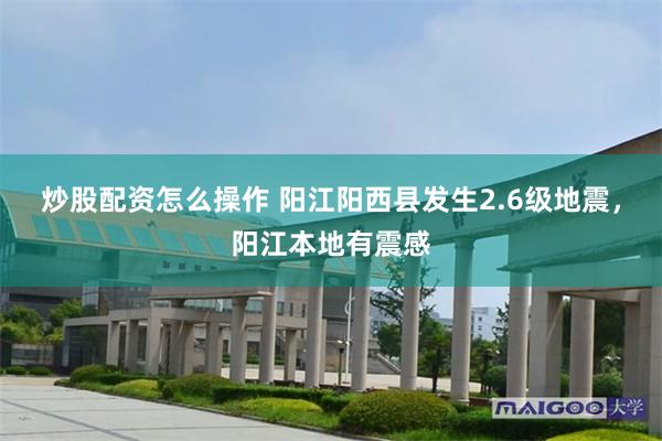 炒股配资怎么操作 阳江阳西县发生2.6级地震,阳江本地有震感
