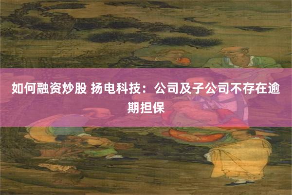 如何融资炒股 扬电科技：公司及子公司不存在逾期担保