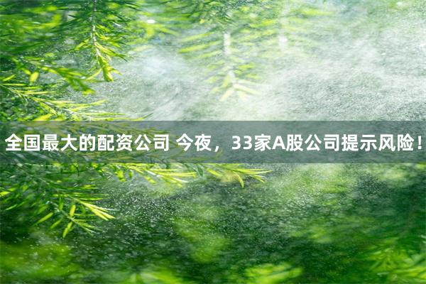 全国最大的配资公司 今夜，33家A股公司提示风险！