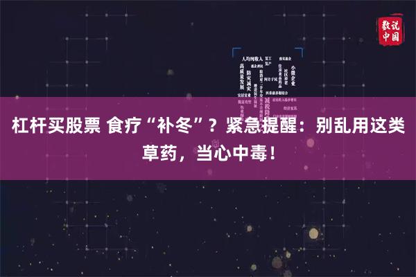 杠杆买股票 食疗“补冬”？紧急提醒：别乱用这类草药，当心中毒！