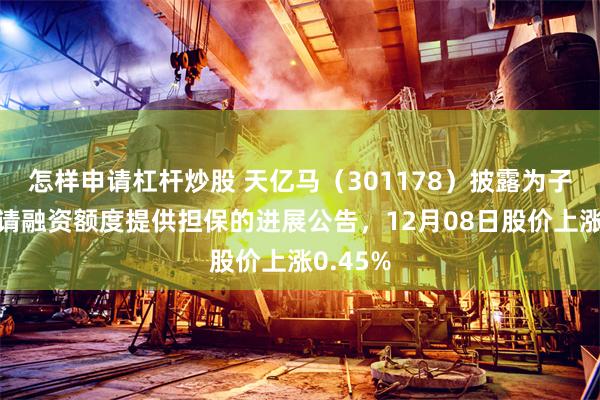 怎样申请杠杆炒股 天亿马(301178)披露为子公司申请融资额度提供担保的进展公告,12月08日股价上涨0.45%