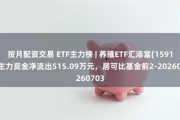 按月配资交易 ETF主力榜 | 养殖ETF汇添富(159172)主力资金净流出515.09万元，居可比基金前2-20260703