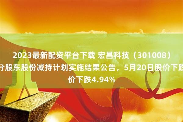 2023最新配资平台下载 宏昌科技（301008）披露部分股东股份减持计划实施结果公告，5月20日股价下跌4.94%