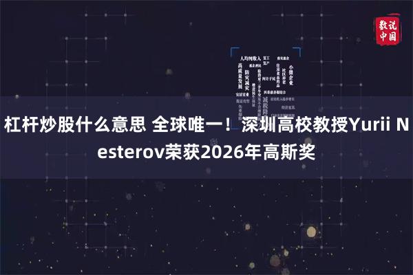 杠杆炒股什么意思 全球唯一！深圳高校教授Yurii Nesterov荣获2026年高斯奖