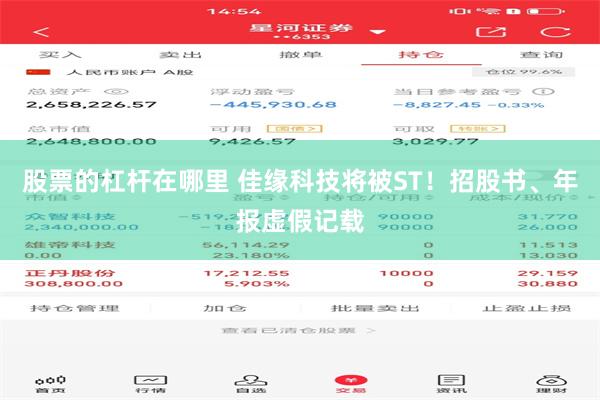 股票的杠杆在哪里 佳缘科技将被ST！招股书、年报虚假记载