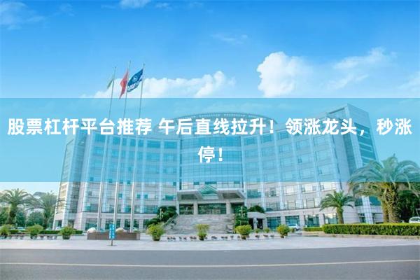 股票杠杆平台推荐 午后直线拉升！领涨龙头，秒涨停！