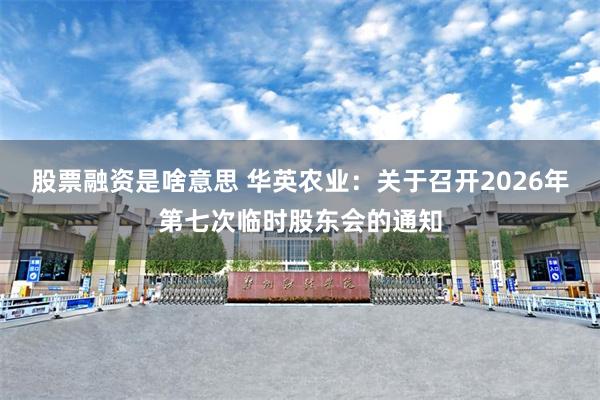 股票融资是啥意思 华英农业：关于召开2026年第七次临时股东会的通知